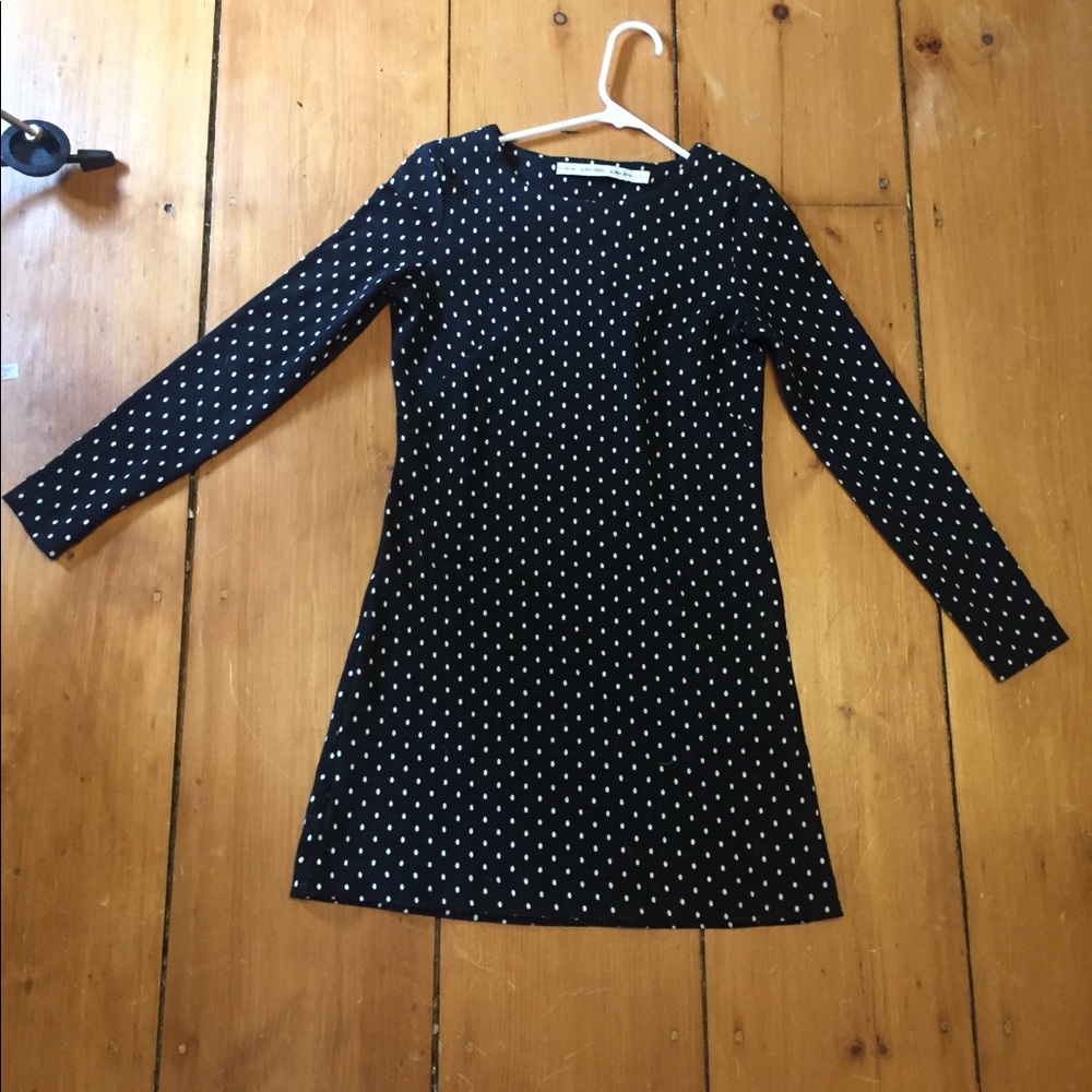 Blue and white poka dot dress!
